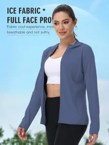 Women's Ice Silk Sun Protection Jacket Upf50+, Four-Way Stretch, Breathable Hooded Coat, Slim Fit Outdoor UV Protective Clothing