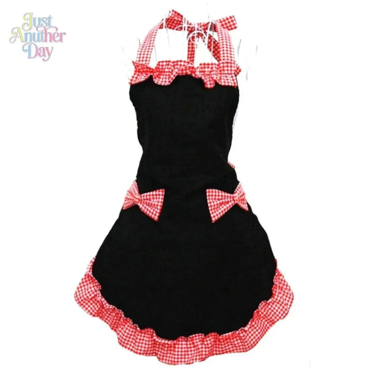 Maid-Style Gingham Bow Ruffled Adjustable Apron - Anti-Dirty Workwear for Sports, Daily Use, Cute Apron, Vintage Apron