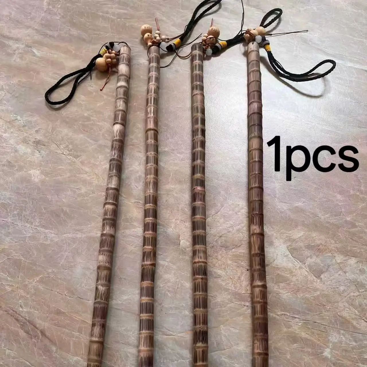 Solid Gold Wire 40/50cm Bamboo Teaching Whip Bamboo Stick Ruler Vine Strap Natural Bamboo Craft Decorative Handle Precision Grind Dance Baton Self-Defense Rod