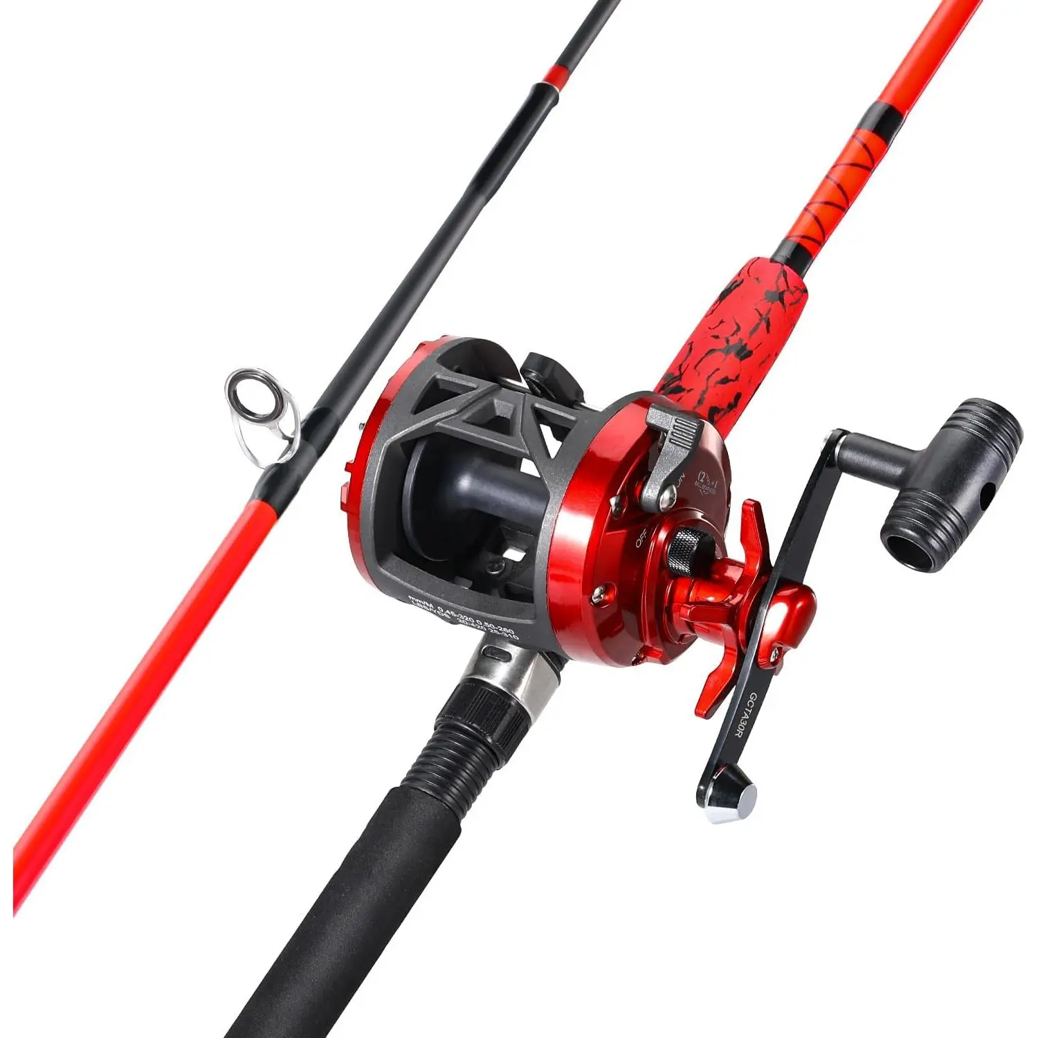 Conventional Reel and Fishing Rod Combo – Medium Heavy Fiberglass Rod, Heavy Duty Catfish Trolling Reel Combo for Catfish Salmon and Steelhead 6/7ft