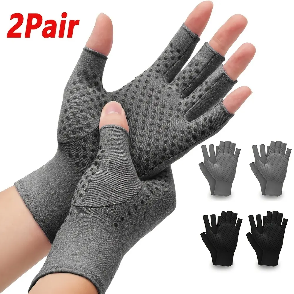 2-Pairs Fingerless Compression Gloves for Both Men And Women, Featuring And Breathable Design, Ideal for Typing And Everyday Activities
