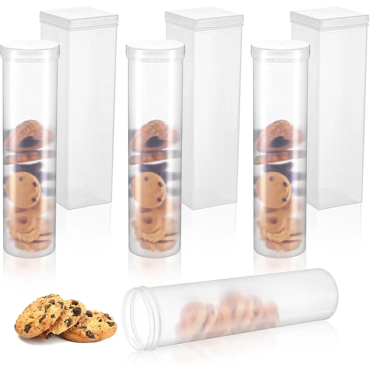 6 count Plastic Cracker Keeper Small Cracker Storage Containers Plastic Cookie Containers Round and Square Sizes Airtight Kitchen Container for Saltine Crackers Dry  Storage Keep