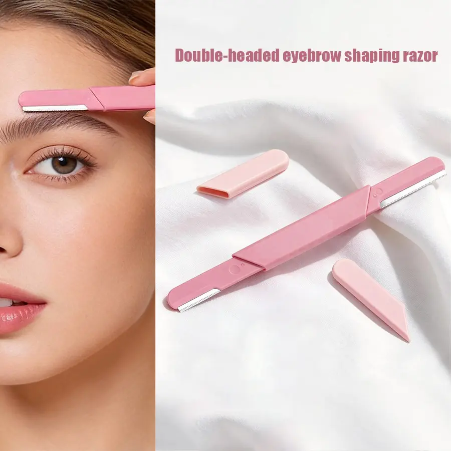 Double-Ended Precision Brow Razor, Protective Net Anti-Glare, Sharp Stainless Steel Blade, Beauty Tool for Perfect Brows, Eyebrow Shaping Tool