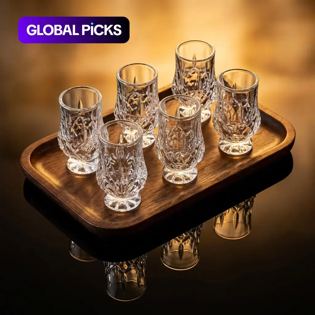 1.35oz (40ml) Luxury Crystal Shot Glass Set of 6, Stylish Whiskey Tasting Cups for Parties, Whiskey Glasses, Whiskey Glass Gift #GLOBAL PICKS