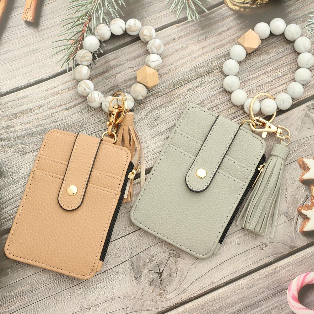 Boho Style Beaded & Tassel Decor Keychain, Fashionable Silicone Beaded Keychain for Women & Girls, Trendy All-match Keychain for Birthday Gift