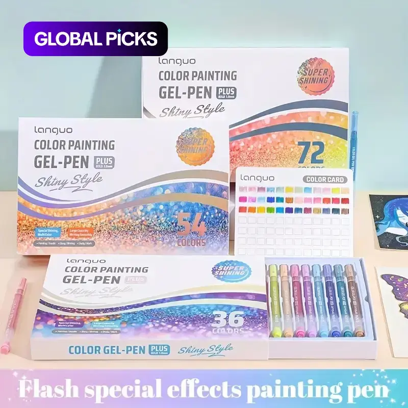 36/54/72 Colors Glitter Gel Pens, Large-Capacity 1.0 mm Tip Flash Effect Colored Pen Set, Ideal for Art, Notebooks, Scrapbooking and Office Supplies, Coloring Supplies, Art Drawing Supplies, DIY Painting Supplies #GLOBAL PICKS