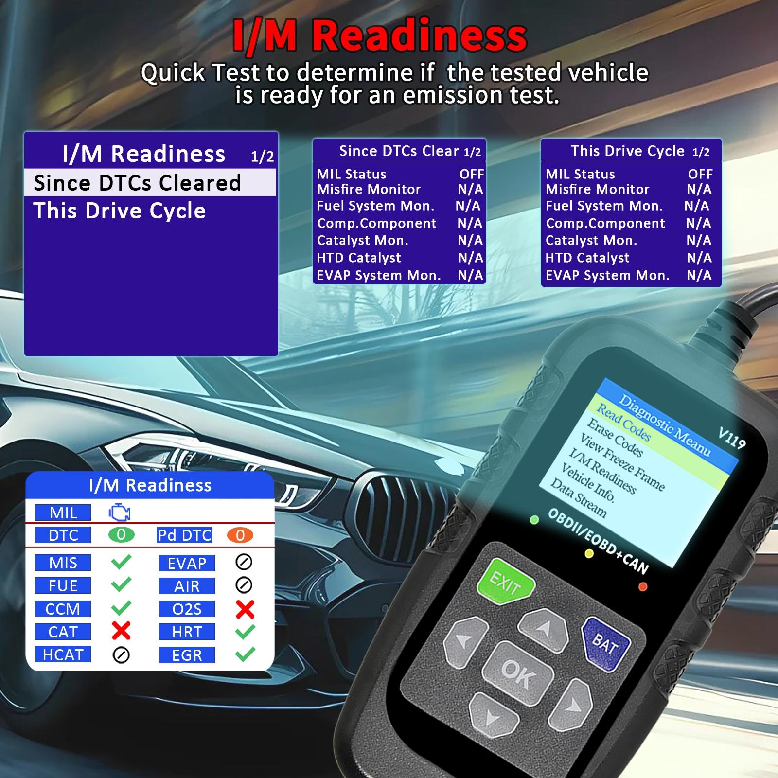 Advanced Universal Obd Ii Scanner, Automotive Scan Tool, Can Diagnostic Tool for Engine Fault Codes, Reads & Erases Codes in Post-1996 Vehicles