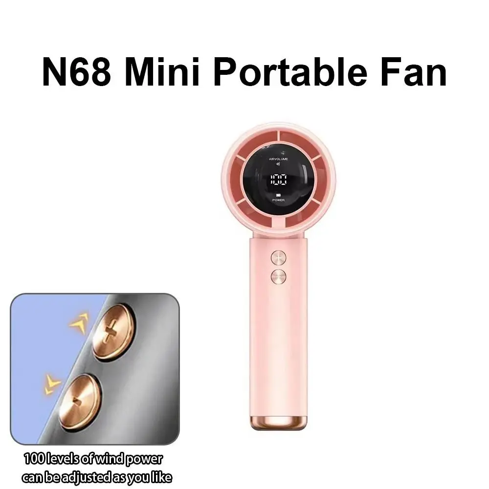 1Count Handheld Fan Personal Portable Fan 100 Wind Speeds Adjustment Adjustable Fans N68 Suitable For Traveling, Camping Cordless Rechargeable Handheld Fan