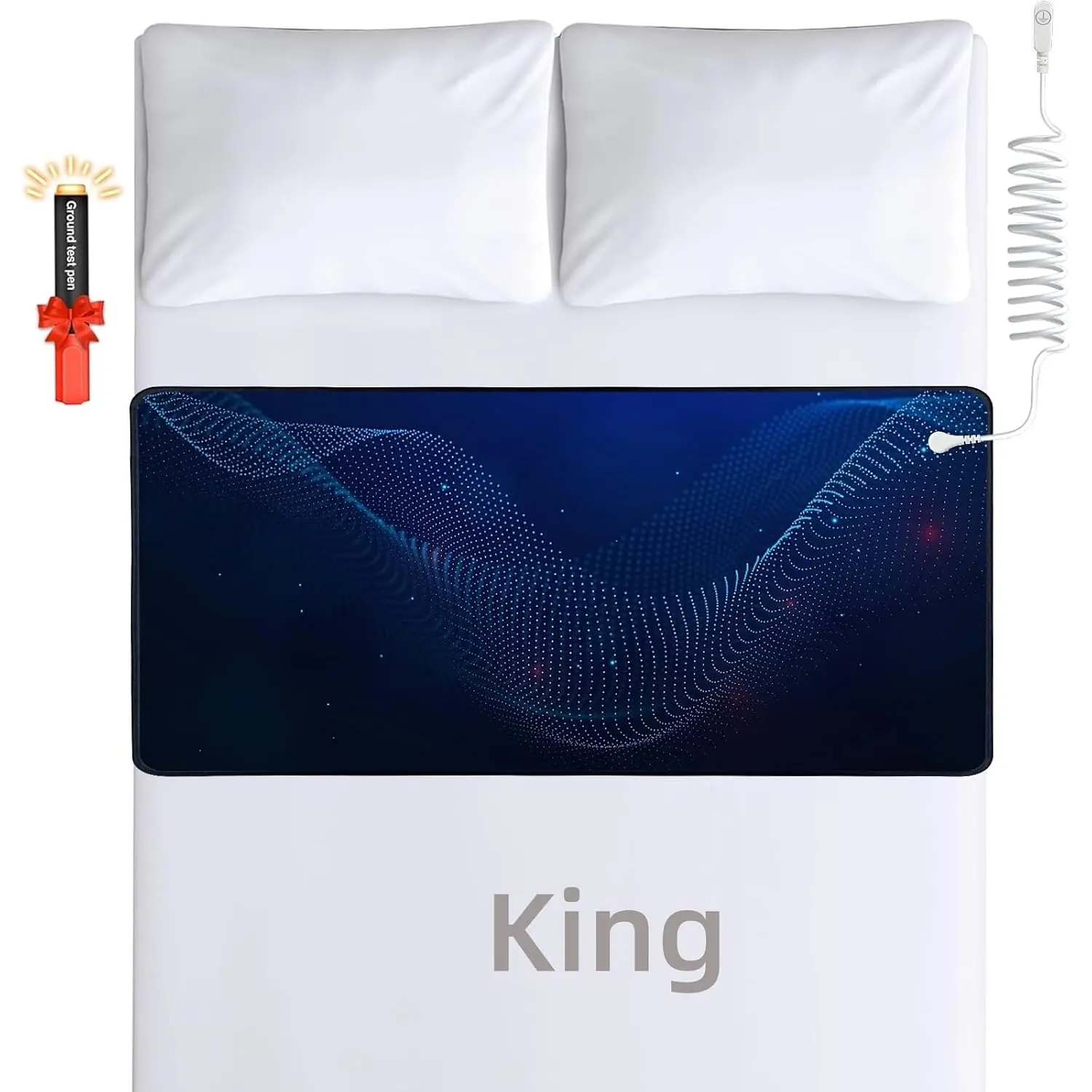 Grounding Mat for Bed King Size (27"x76") – Grounding Mat for Sleeping, Grounding Pad for Bed with Cord, Test Pen & Sleeping Mask – PU Grounded Pad for Sleep