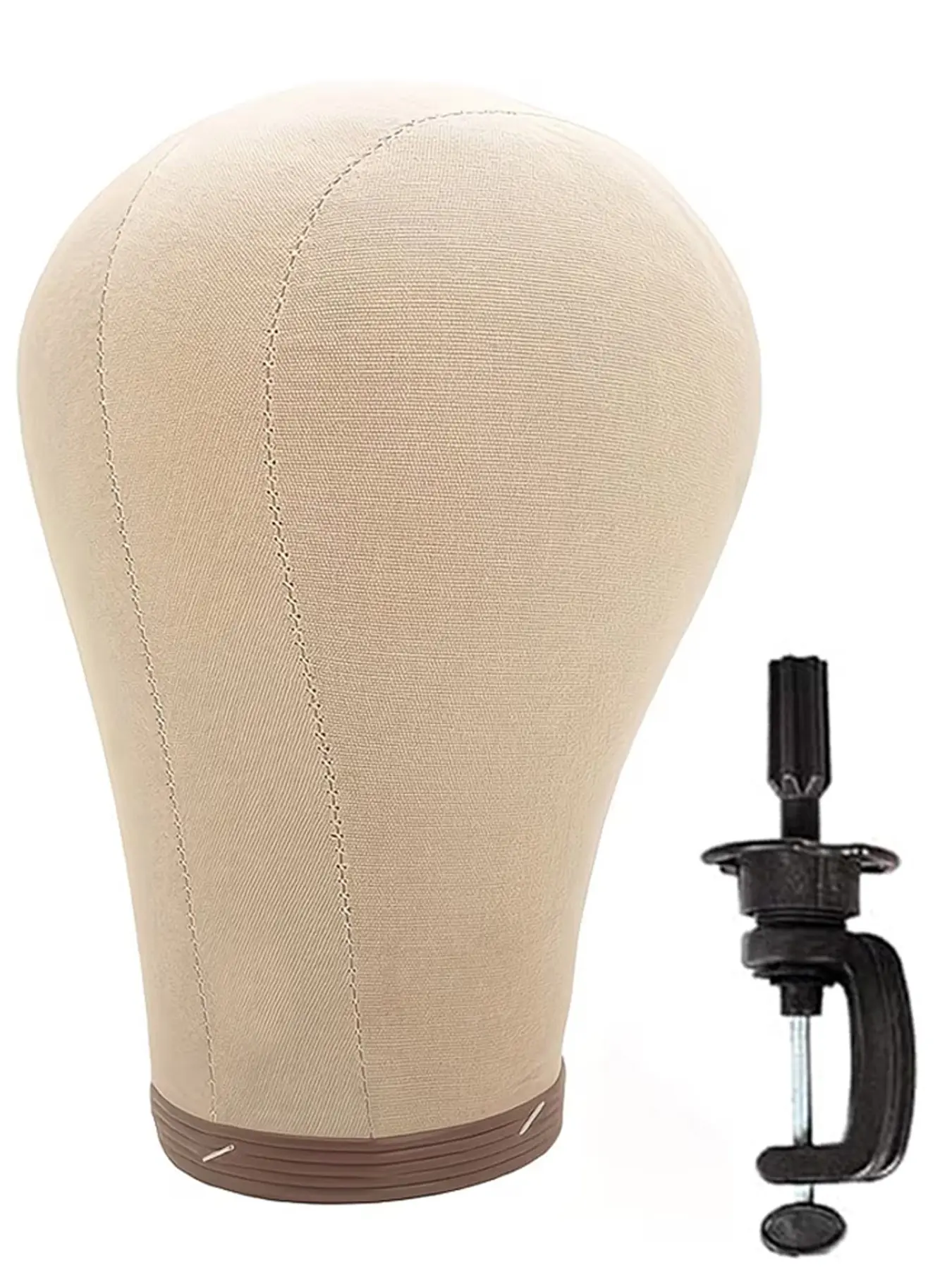 Cork Canvas Block Mannequin Head for Wig Styling, 53.34cm-60.96cm Canvas Head with Mount Hole, Wig Display and Making Supplies, Wig Styling Tool, Practice Mannequin Head