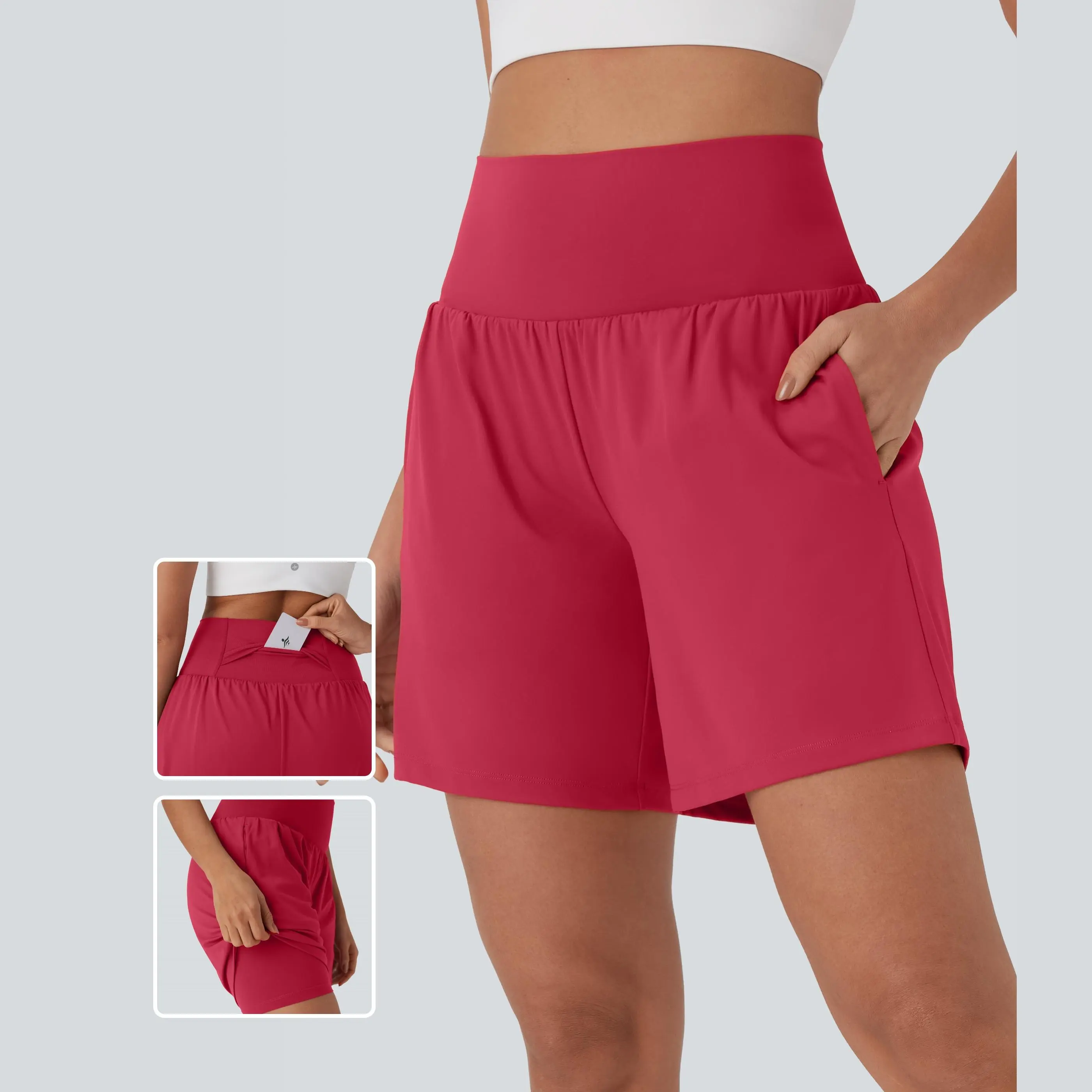Halara SoftlyZero™ Airy Super High Waisted 2-in-1 InstantCool Yoga Shorts 7" with Pockets