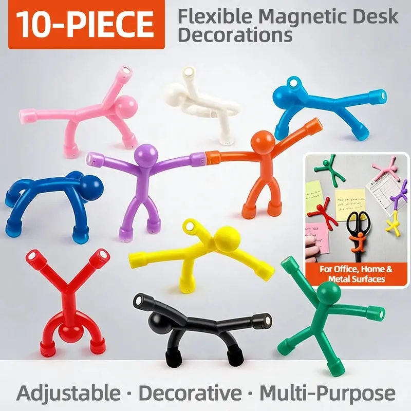 10 Colorful Refrigerator Magnets, Cute Mini Flexible Magnetic Sticks, DIY Hooks for Home Office Decor, Fun Kitchen Accessories, Fridge Magnets Cute