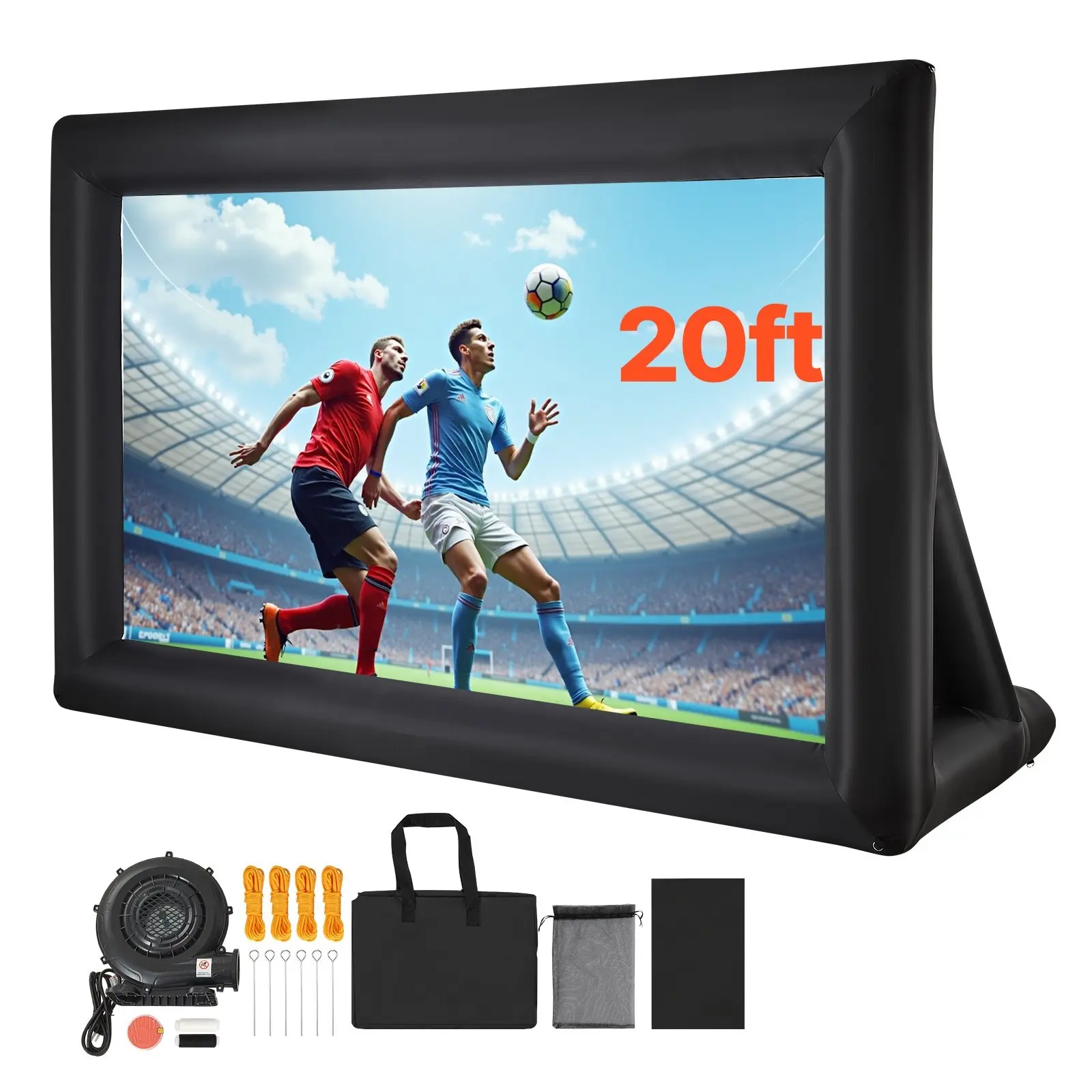 20Ft Waterproof Inflatable Projector Screen - Outdoor Blow-Up Movie Screen with 250W Air Blower, Oxford Fabric, Easy Setup & Storage, Durable for Backyard Cinema, Outdoor Parties, Home Theater, Water Proof