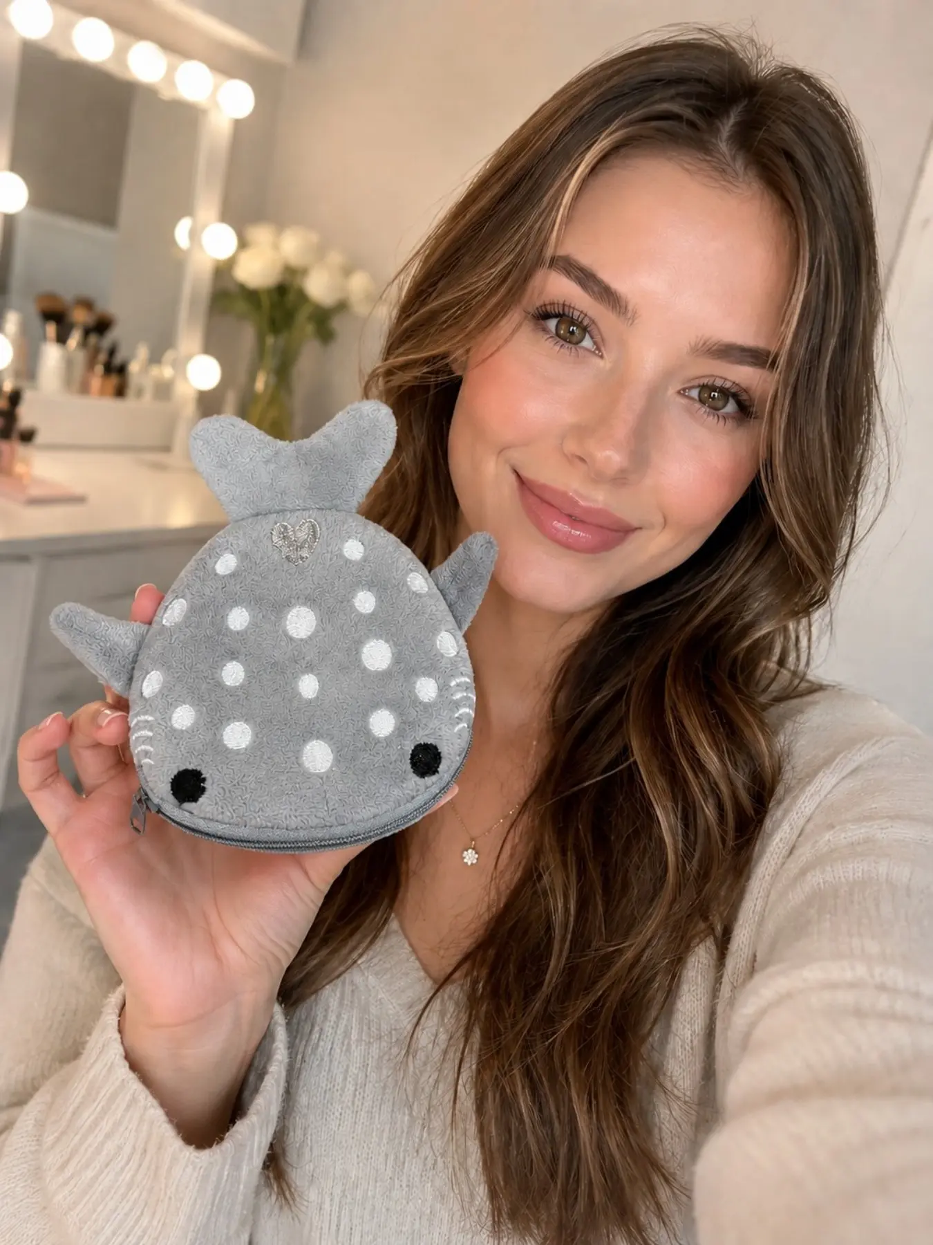 Cute Cartoon Shark Plush Storage Bag, Mini Lipstick Data Cable Makeup Pouch, Makeup Organizer Pouches, Perfect Gift for Women Men, All Seasons Essential