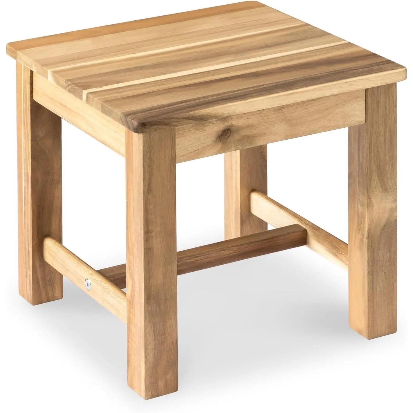 12-Inch Acacia Wood Step Stool - Lightweight Nature Look Indoor Footstool for Living Room, Kitchen, Makeup Vanity Use