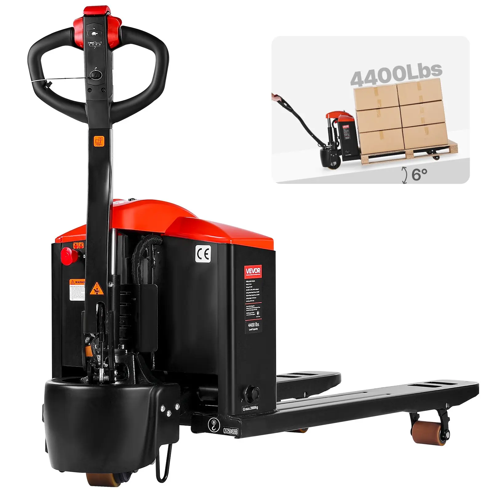 VEVOR Electric Pallet Jack, 4400 lbs Load Capacity, Lithium Battery Powered Pallet Jack Truck with 48Lx 27W Inch Forks for Material Handling, Suitable for Warehouse, Supermarket, Manufacturing