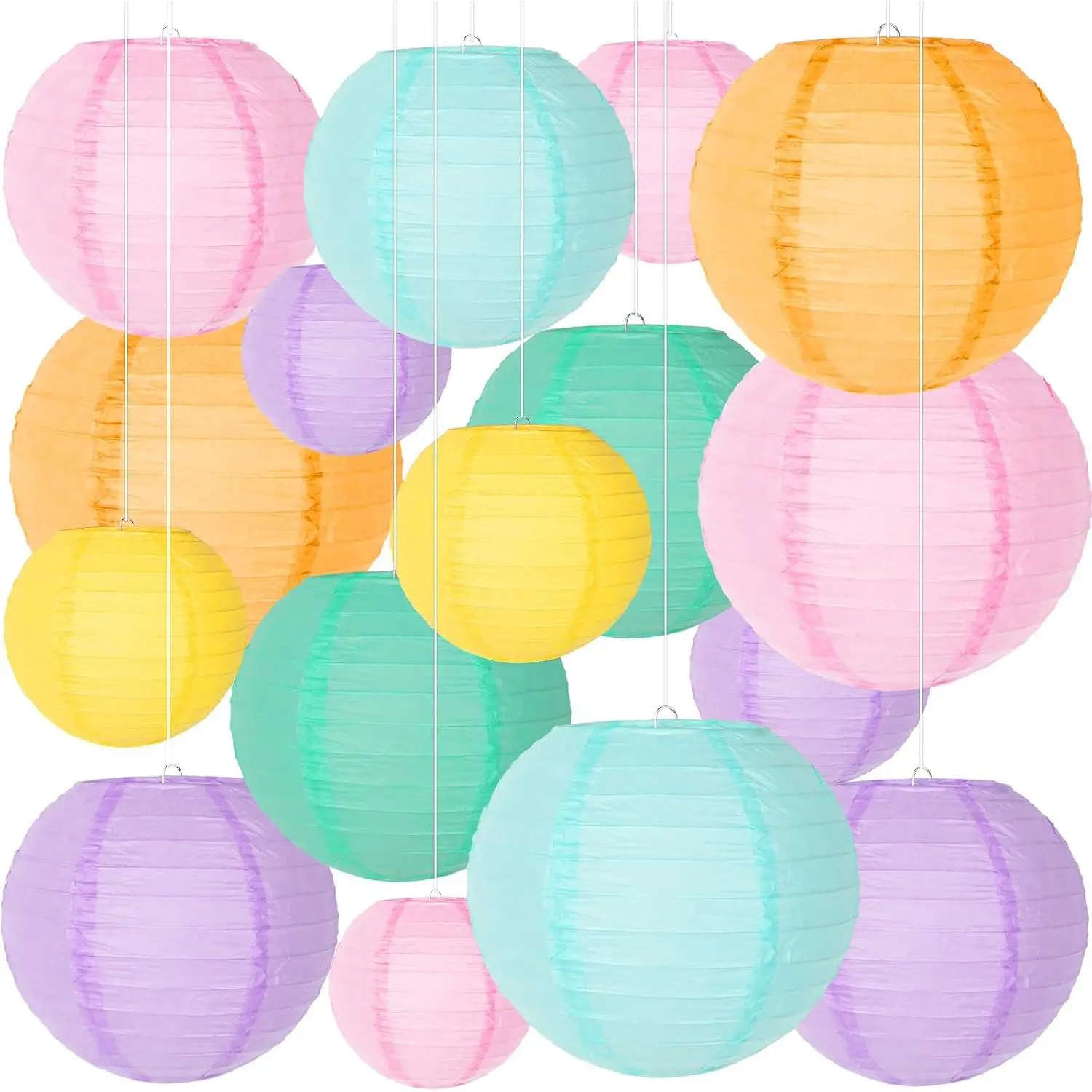 16 count Pastel Paper Lanterns 10 in 8 in 6 in 4 in Colorful  Round Lanterns Chinese Paper Lantern for Classroom Birthday  Shower Wedding Party Decoration