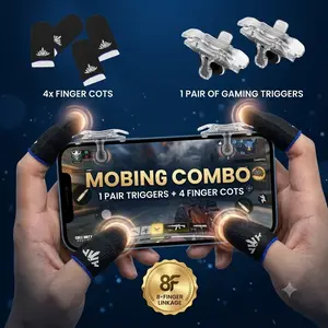 Game Controller & Mobile Game Finger Cover, 1 Pair Shooting Assist Button & 4 Counts Finger Cots, Mobile Trigger & Game Finger Cover for Phone, Console, Gaming Accessories, Console Accessory, Finger Sleeves, Gaming Products