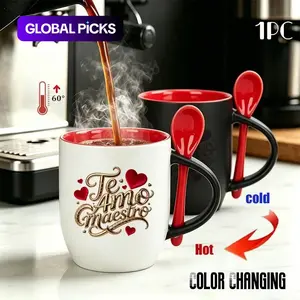 11 oz Red Hearts Color-Changing Mug, Heart-Shaped Handle Heat-Sensitive Magic Coffee Cup with Double-Sided Print, Perfect Birthday, Mother's Day & Anniversary Gift for Girlfriend, Wife & Loved Ones, Great for Daily Office & Home Use #GLOBAL PICKS