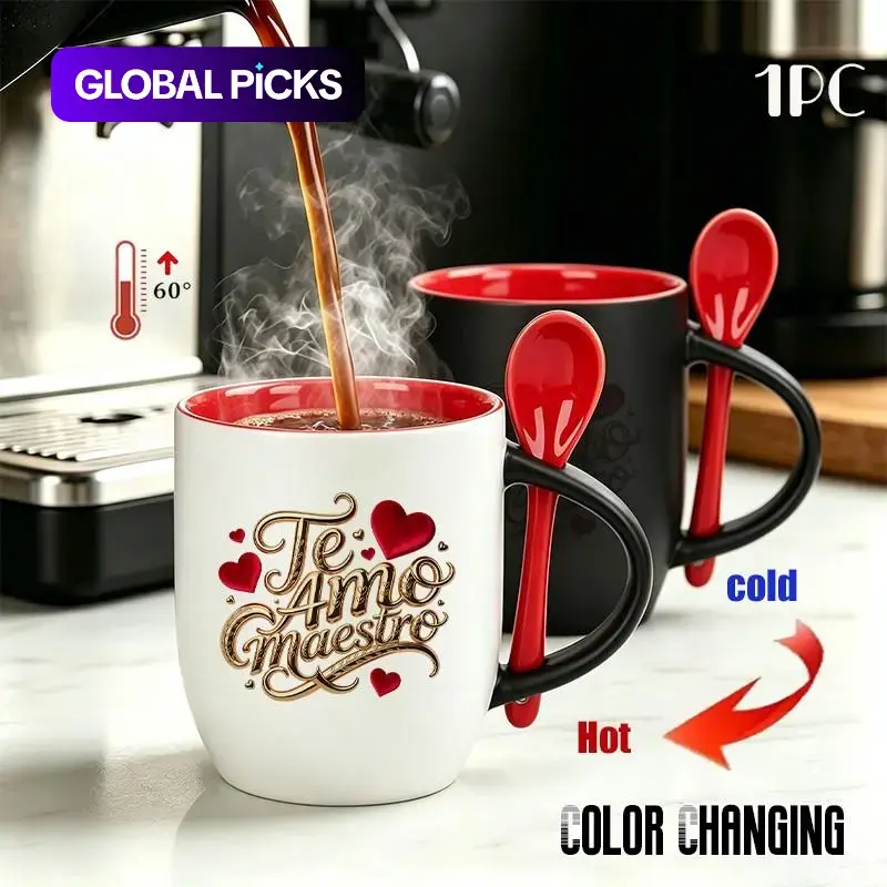 11 oz Red Hearts Color-Changing Mug, Heart-Shaped Handle Heat-Sensitive Magic Coffee Cup with Double-Sided Print, Perfect Birthday, Mother's Day & Anniversary Gift for Girlfriend, Wife & Loved Ones, Great for Daily Office & Home Use #GLOBAL PICKS