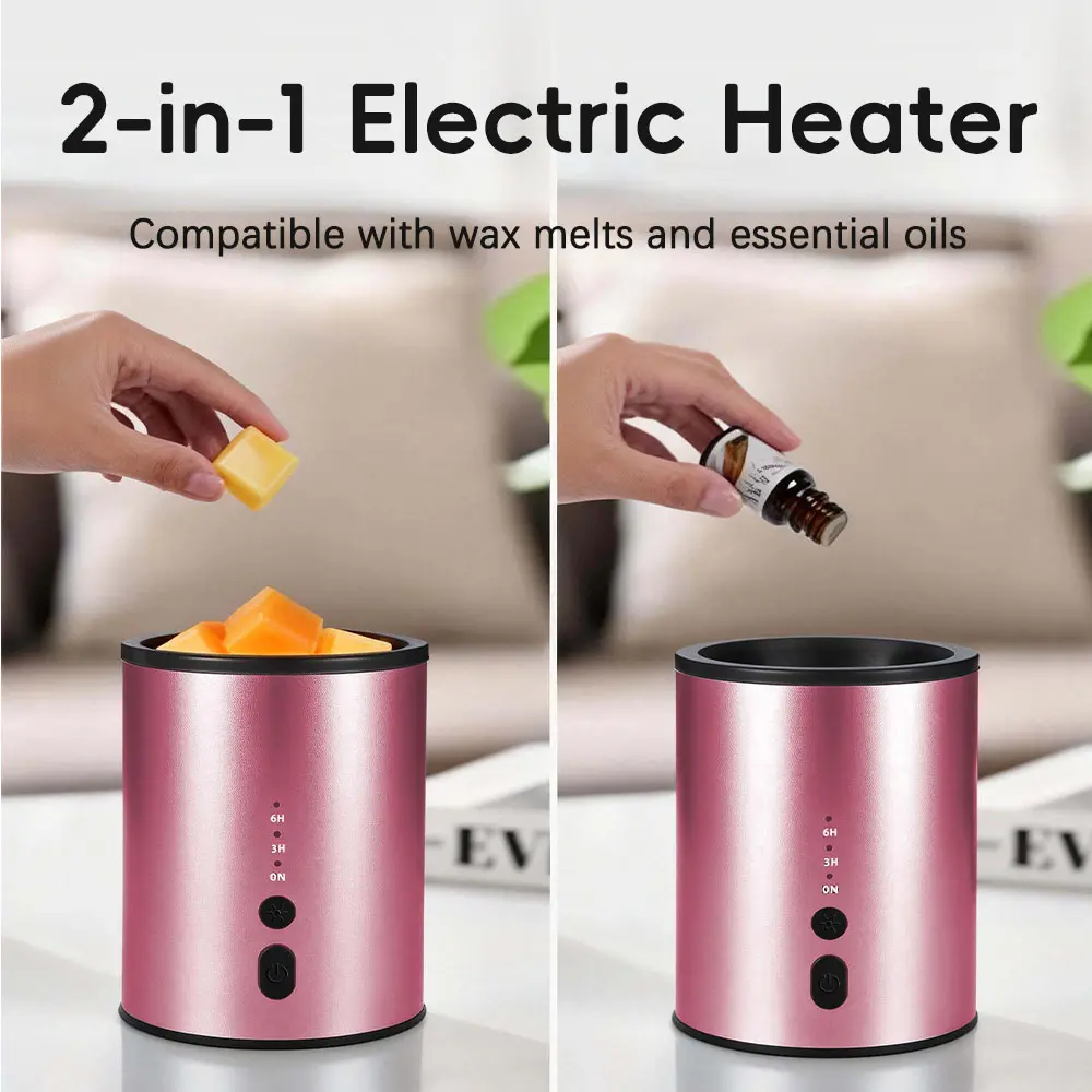 2-in-1 Smooth Metallic Electric Wax Warmer & Aromatherapy Essential Oil Diffuser Pot - 3H/6H Timer, No Flame, Wipe-Clean Aesthetic Scented Freshener, Multi-Color Home Fragrance Heater, Ideal Gift for Home & Party Supplies