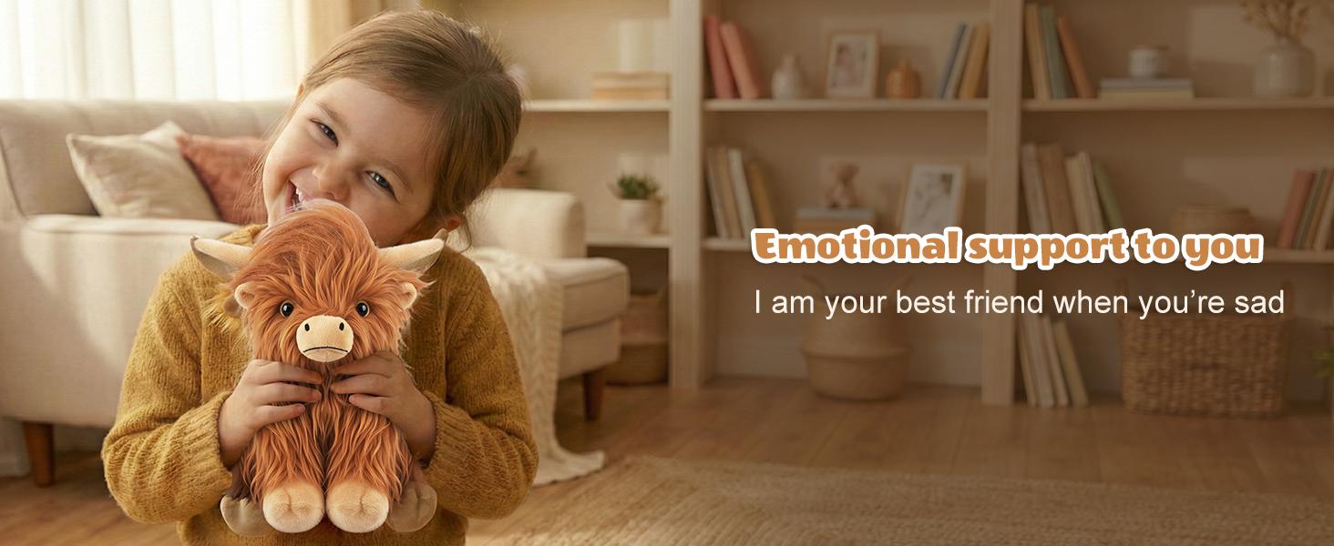 AGS Heatable Coolable Weighted Highland Cow Stuffed Animals Plushie, Microwavable Heating Pad for Period Cramps & Pain, Lavender Scented Cow Plush Toys for Stress, Highland Cow Gifts for Women