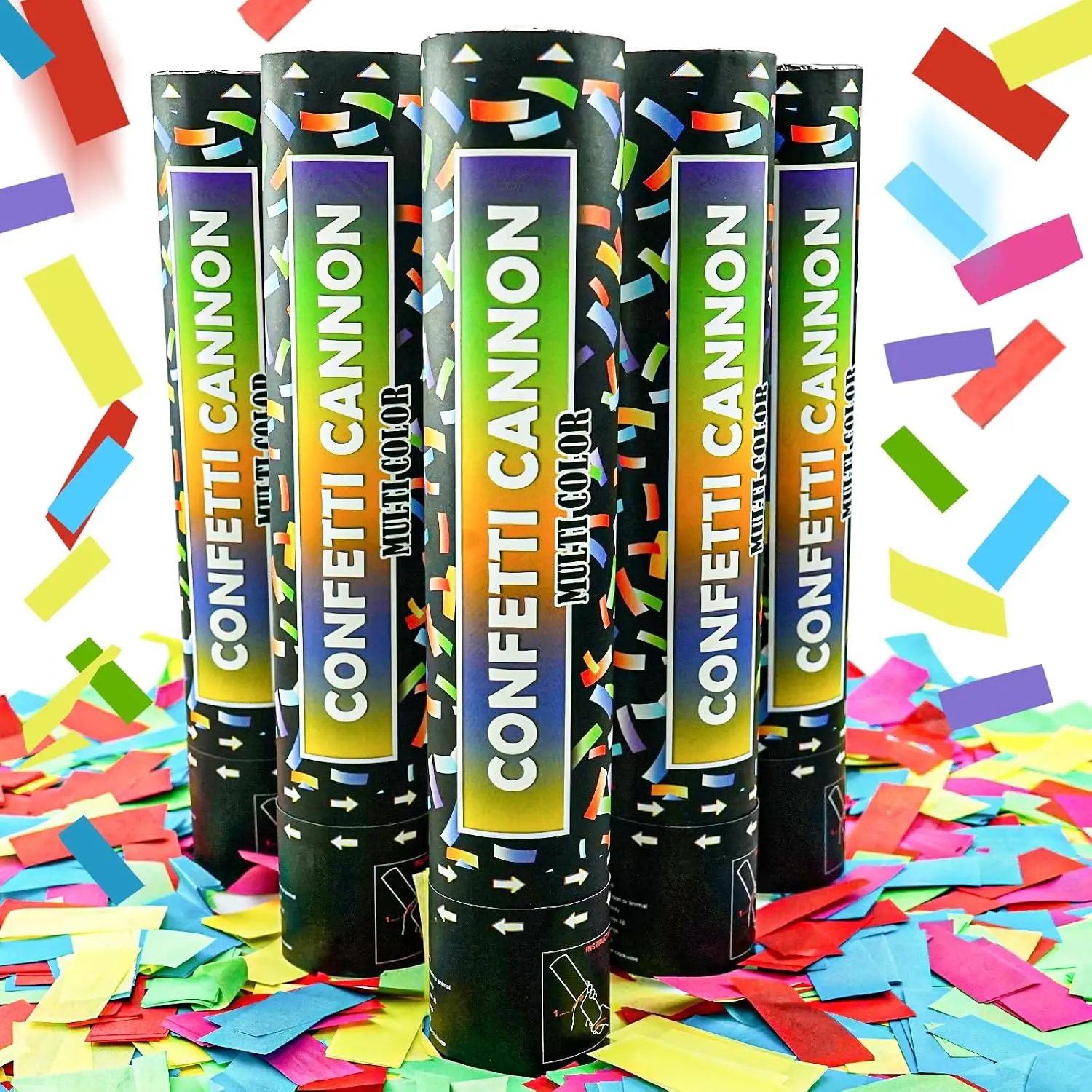 12 Inch Confetti Cannon Multicolor Confetti Popper Party Shooter for Wedding Birthday Graduation Celebration, 5 Pack  Confetti Shooter Launches 20-26 ft