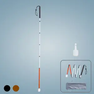 7 Section 130cm Foldable Carbon Fiber Blind Stick, Rolling Tip Included, for Visually Impaired, with Replacement Tips and Pouch