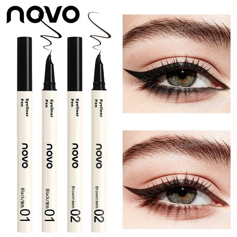Ultra-Fine Angled Eyeliner Pen, Waterproof Bendable Tip, Long-Lasting, Quick-Dry, 18° Angle, Perfect for Lower Lashes, Brows, Eye Corners, Korean Style