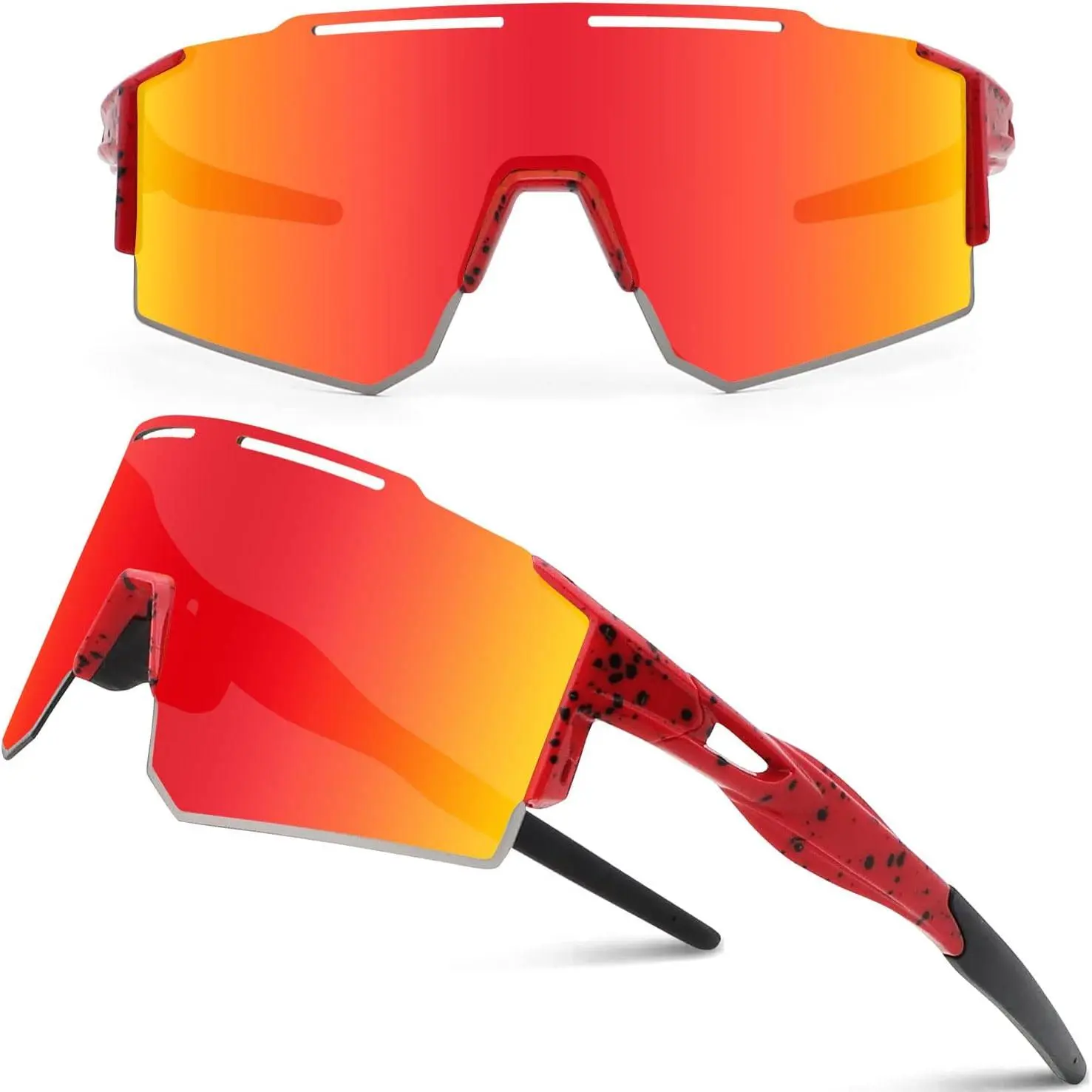 Cycling Sunglasses  Men Women with 3 Interchangeable Lenses, Polarized Sports Sunglasses, Baseball Sunglasses