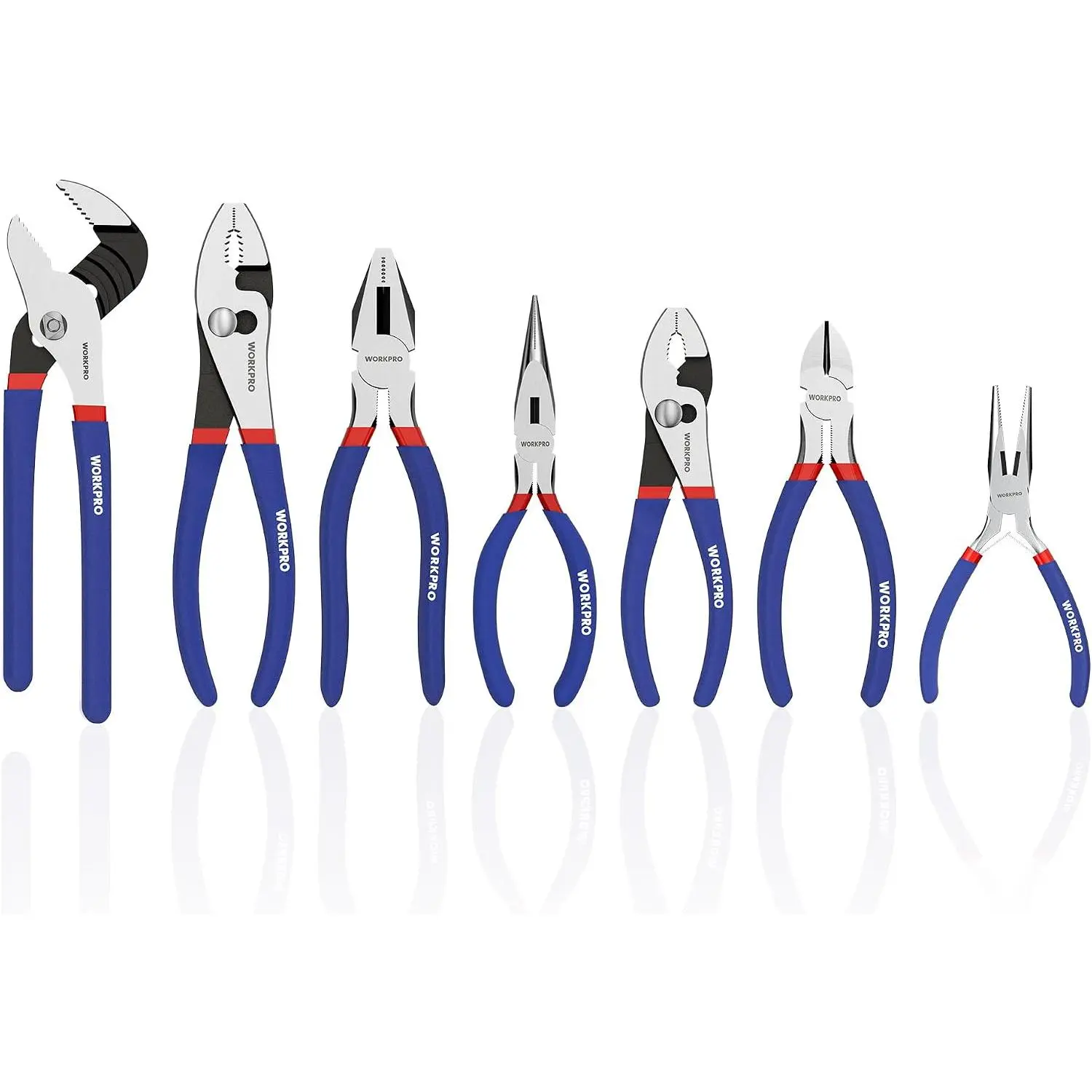 7-Piece Hand Pliers & Pincers Set, Blue Hand Tools with Non-Slip Grips
