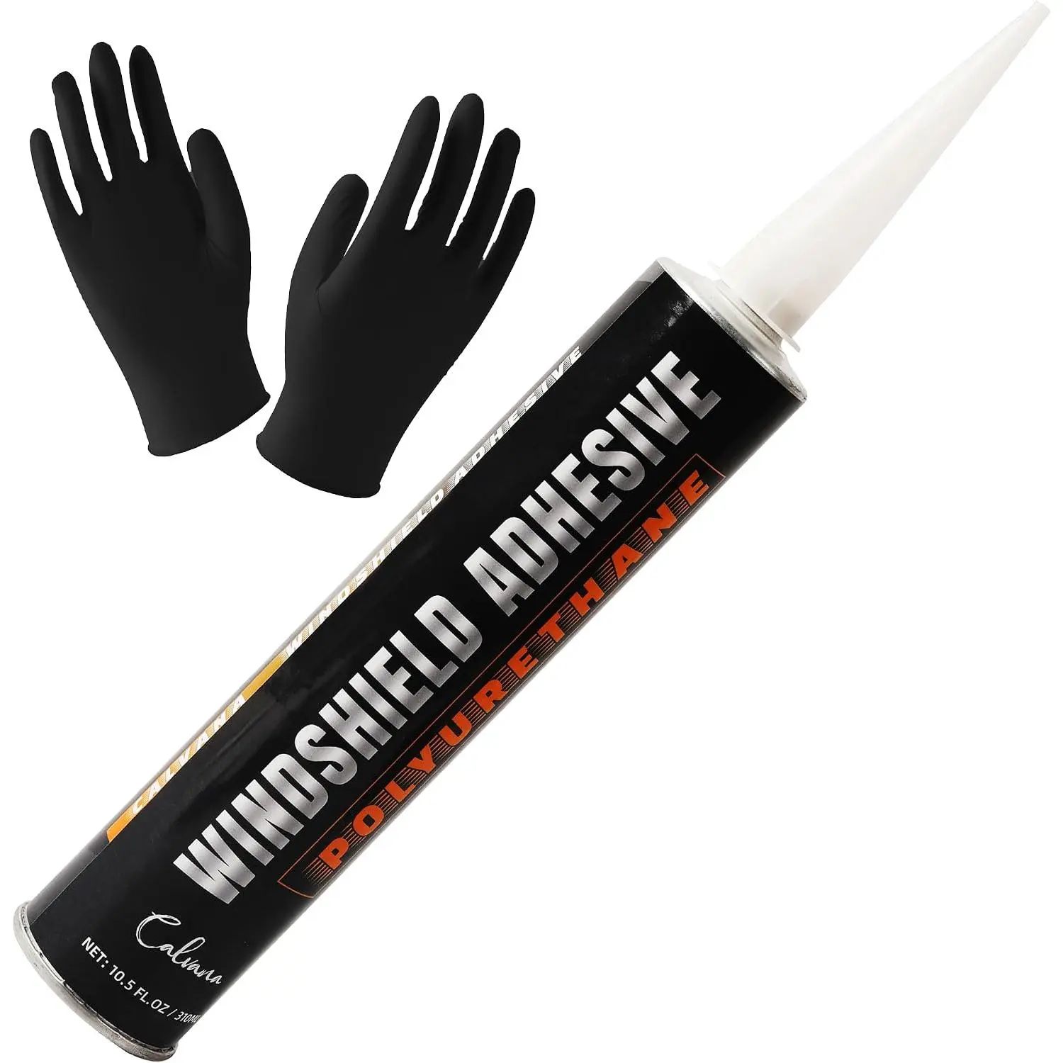 Windshield Repair Kit – Black Polyurethane Adhesive for  Glass Chips & Cracks, Quick-Cure & Weather-Resistant Sealant (310ml with Gloves)