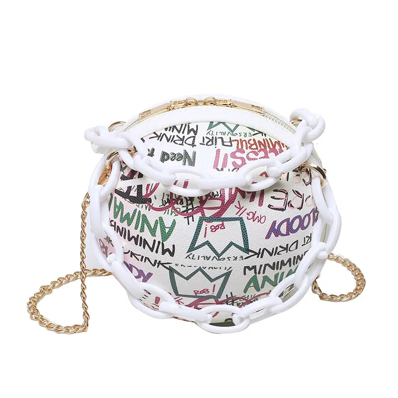 Women's Casual Circle Spherical Chain Bag - Summer Limited Edition, Graphic All-Over Print Camouflage Handheld Crossbody Basketball Bag
