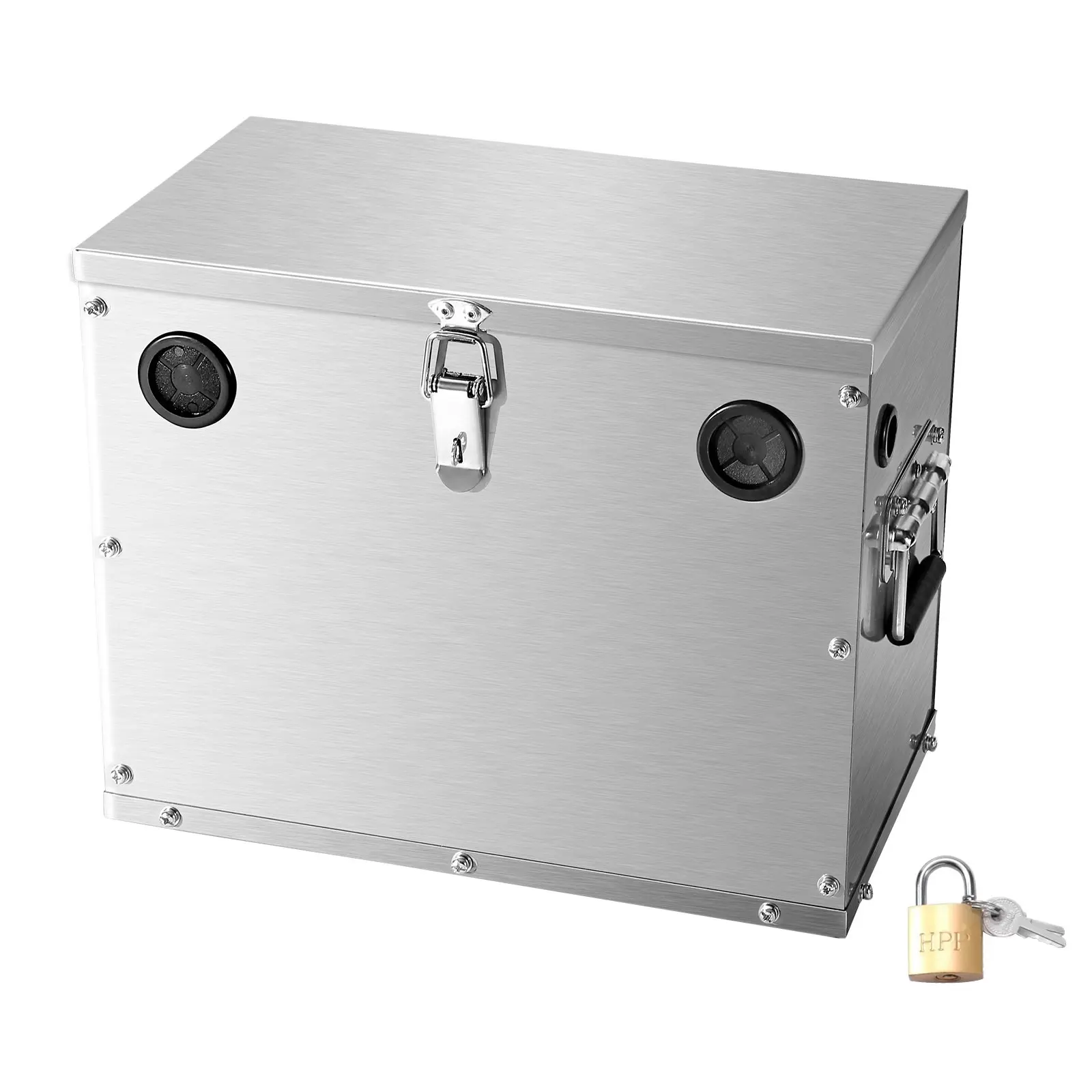 Stainless Steel Group 24/31 Battery Box - Lockable, Outdoor, Solid Metal, Durable Sealed, Weatherproof, Shock-Resistant Enclosure for Cars, Boats, 12V & High-Current Applications, Heavy Duty, Marine Grade