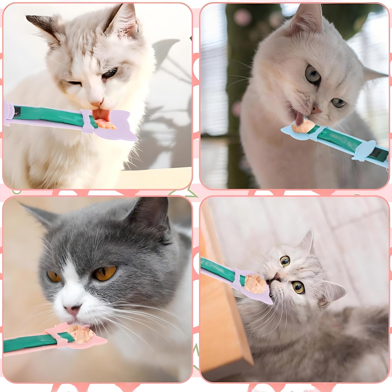 Cat Treat Spoon Set 3-Pack Squeeze Feeder for Licky Treats & Wet Food Multi-Function Dispenser Easy Feeding Pet Gift mess free  Water and Food Dispenser Portable
