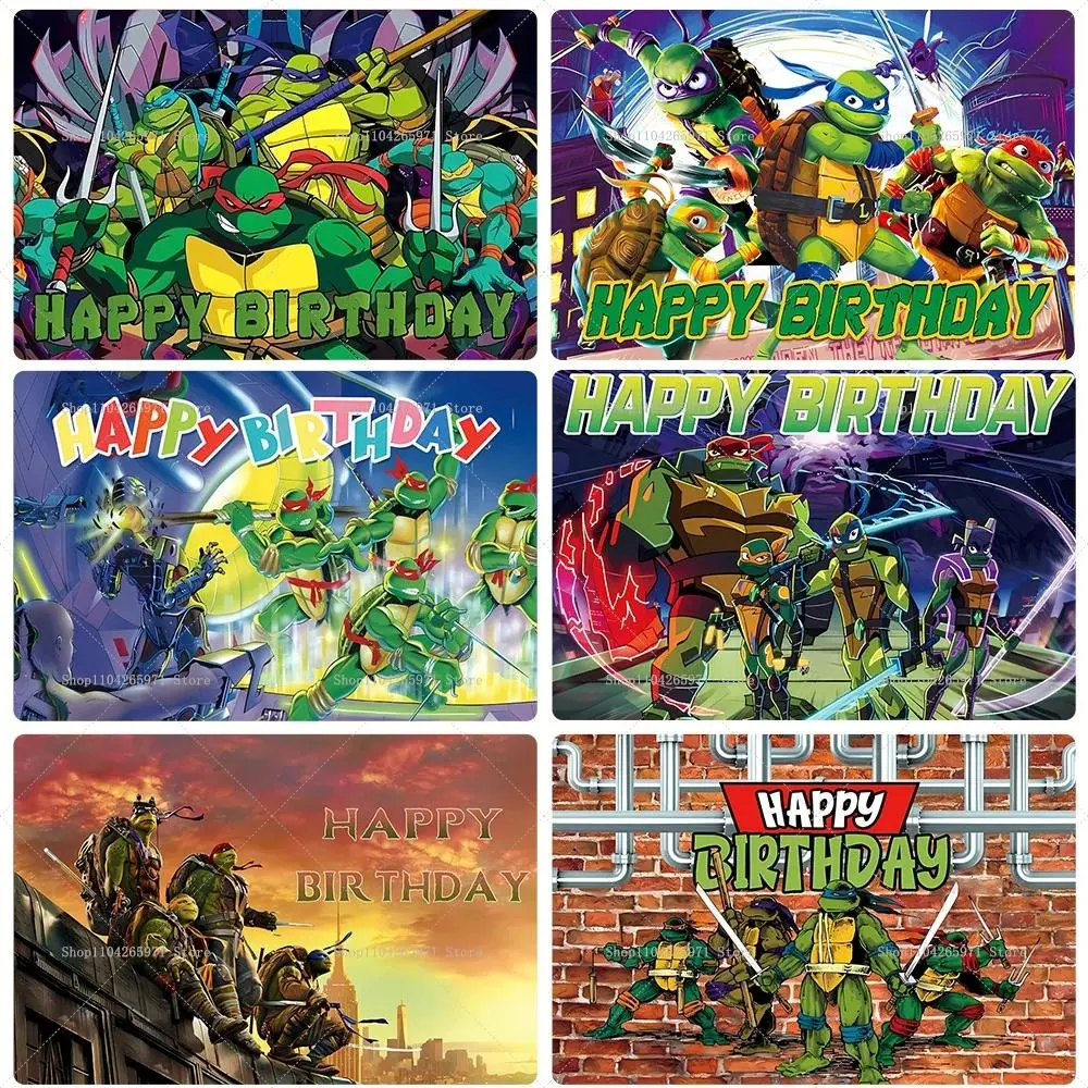 Teenage Mutant Ninja Turtles Background Cloth Cartoon Hero Theme Kids Boys Birthday Party Decor Baby Shower Photo Background Props