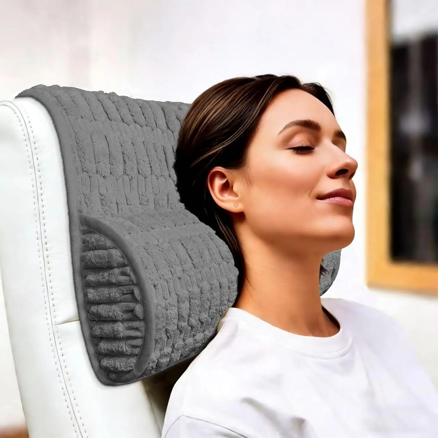 Memory  Recliner  Pillow. | Breathable  relieving  cushion fits , sofa, office chair, recliner. Gray,17"Wx2.7"D.