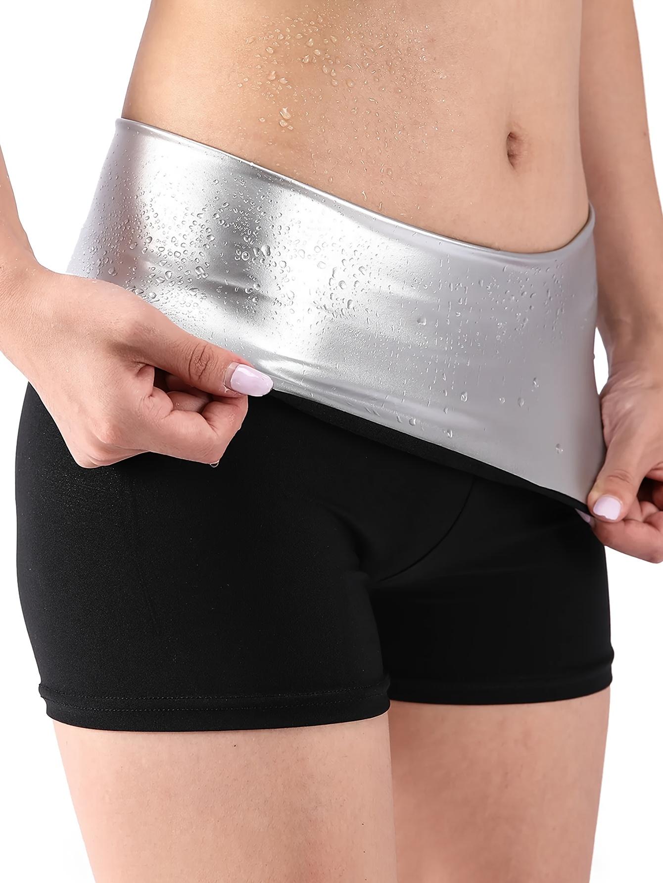 1pc Women'S Sauna Shorts |     High Stretch, Sweat-Absorbent Waist Sports Pants, Suitable for Yoga, Running, Fitness