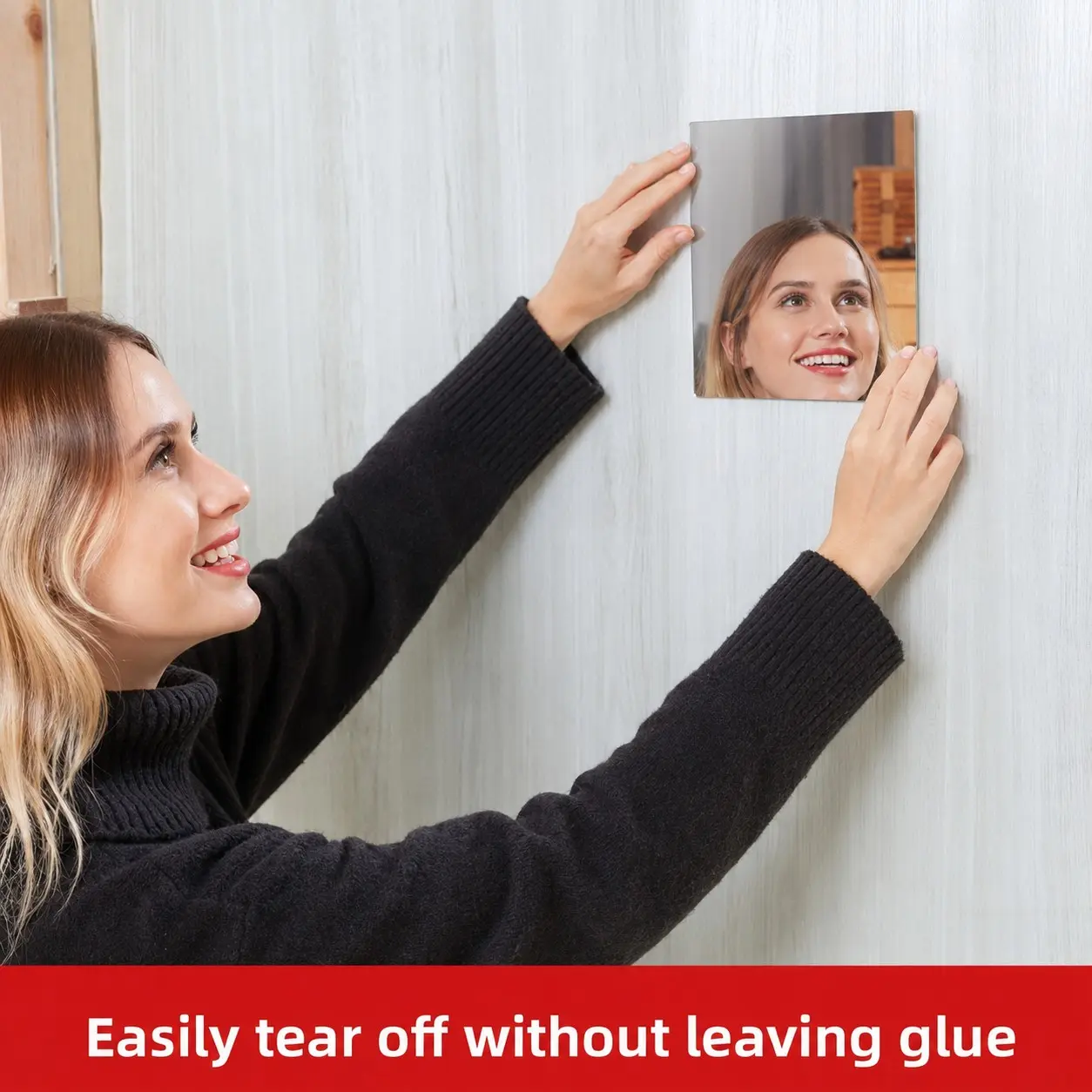 Self Adhesive Mirror 20cmx20cm, Flexible Acrylic Mirror Sticker, Non-Glass Sticky Mirror Tile, Wall Stickers for Home Decor, Room Decor Wall, Decorative Wall Sticker