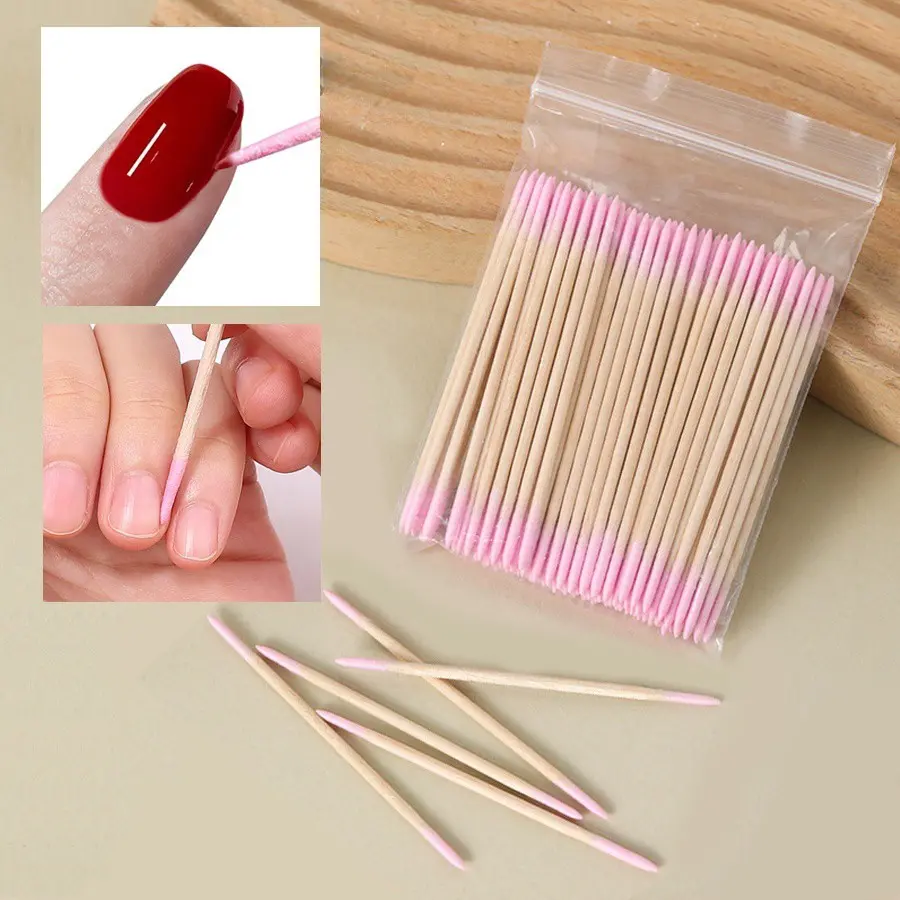 100/200/300/500pcs Dual-Ended Disposable Sterile Cotton Swabs, Tattoo Cleaning/Nail Design/Lash Extension, Makeup Tool, Beauty Cosmetics