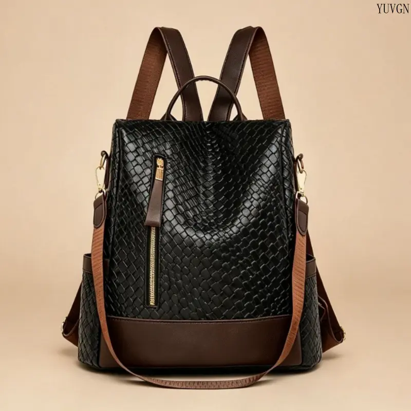 Convertible Anti Theft Backpack Purse, Trending Scale Embossed Two Tone Travel Daypack, Detachable Crossbody Strap Multi Pocket Casual Carry Bag, Spacious Versatile Fit Bag for Shopping Campus Travel Daily Outdoor Weekend Occasions