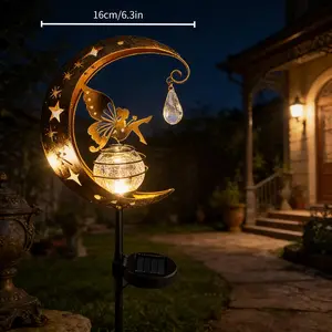 Creative Moon & Fairy Garden Light, Solar Powered Outdoor Light, Solar Garden Lights, Waterproof Decorative Light for Yard, Lawn Backyard, Unique Garden Gift, Solar Outdoor Lamp, Outdoor Solar Lighting