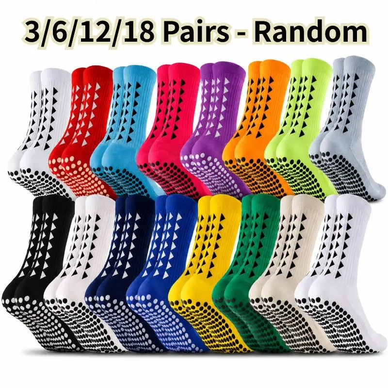 Men's Cushioned Crew Socks, 3-18 Pair Athletic Workout Socks with Anti-Slip Grip and Reinforced Heel, Breathable & Moisture-Wicking for Running, Athletic Socks