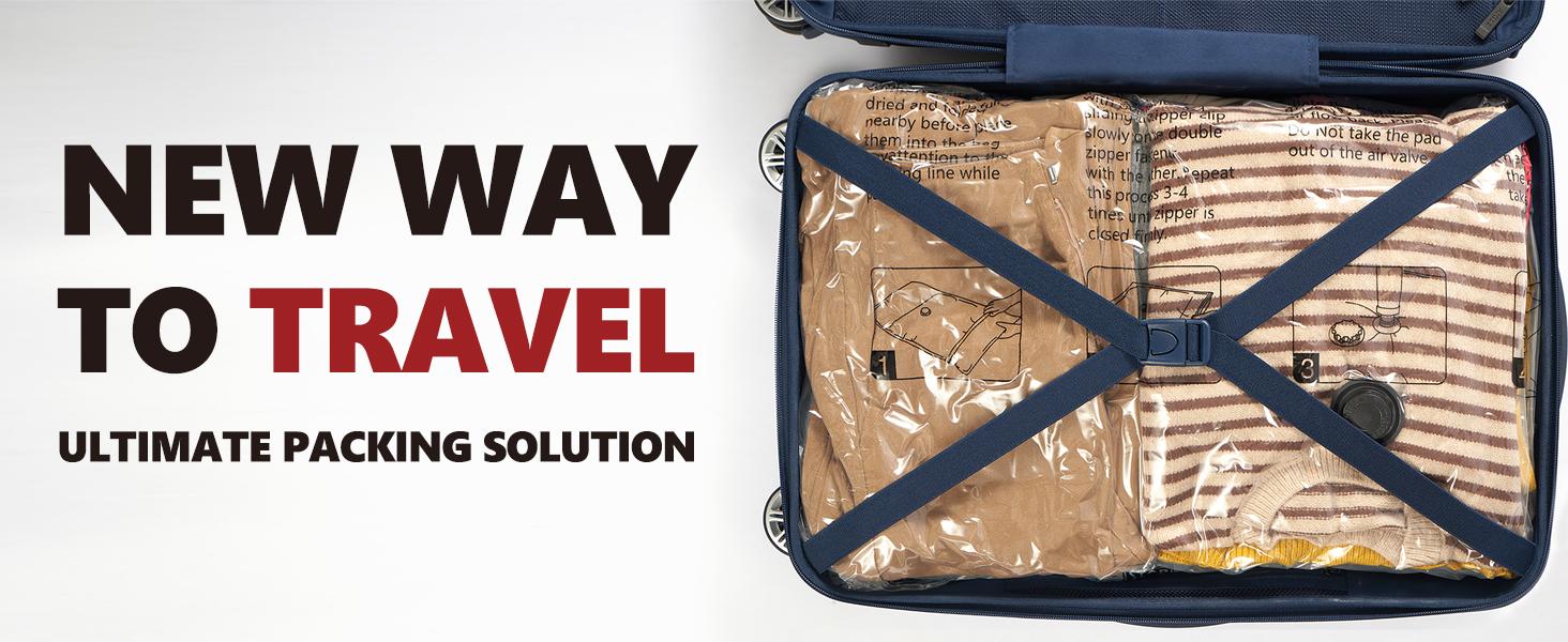 Vacuum Bags for Travel with Rechargeable Pump, 8 Combo (2L/3M/3S) Compression Packing Seal Bags for Luggage Suitcase, Space Saver for Clothing and Clothes Storage Travel