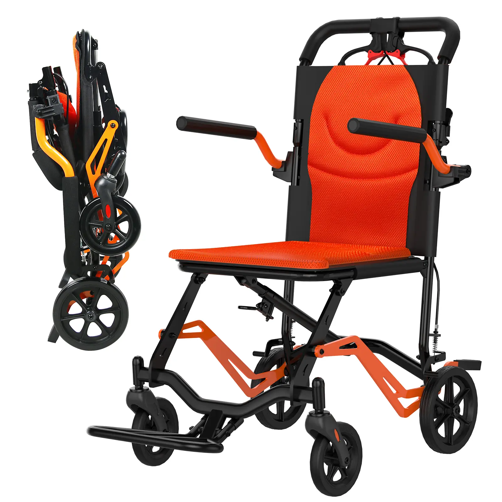 GARVEE Reliable Daily Mobility Aid – Ultra Lightweight Folding Transport Wheelchair for Adults & Seniors – 18 lbs, Aluminum Frame, Turn over-Back Armrests, Swing-Away Footrests, Locking Handbrake – Ideal for Home and Travel