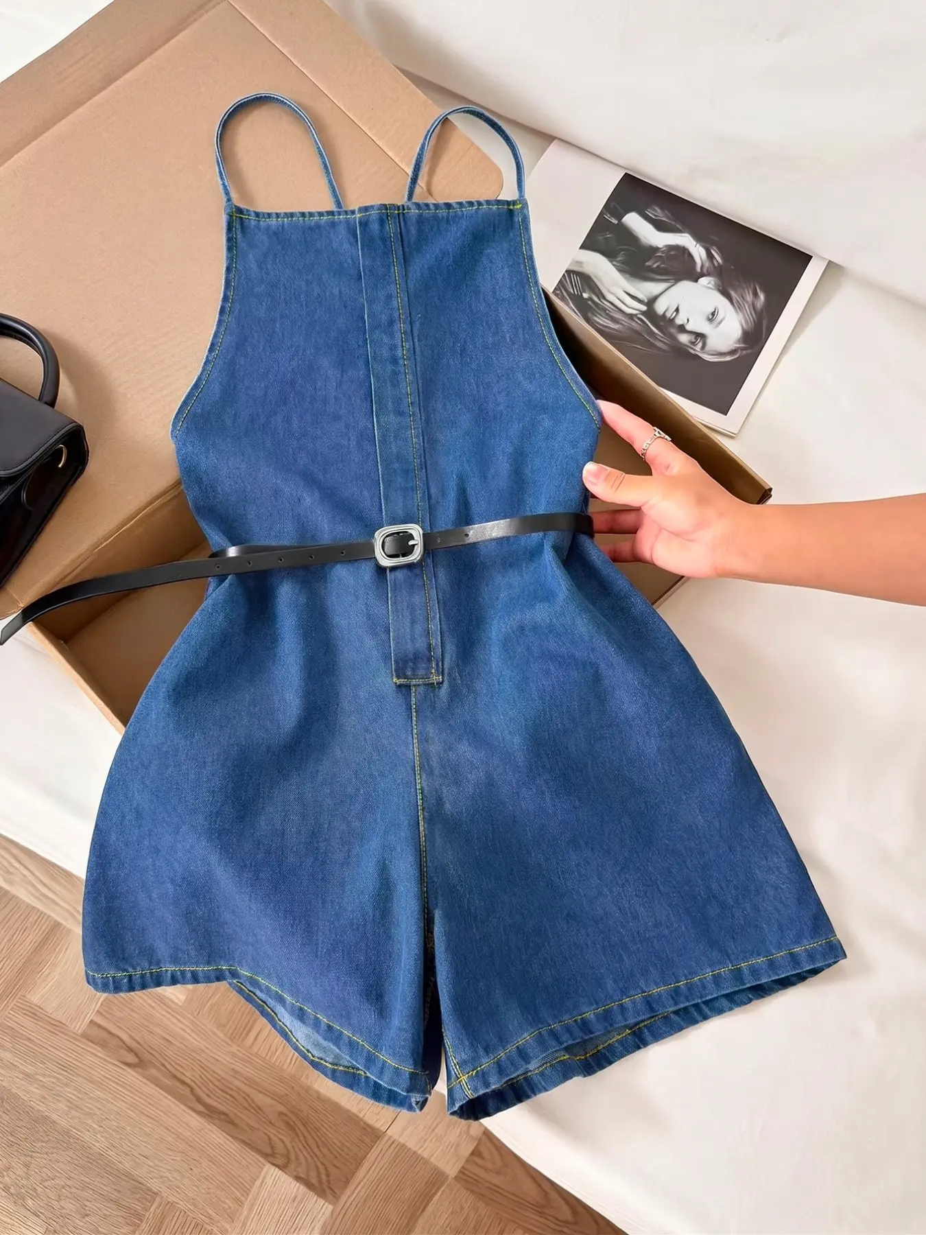 Casual Fashion Daily Non-Elastic Women's Denim Strap Overalls Romper Shorts, Comfortable, Stylish and Fit, Perfect for Everyday Wear