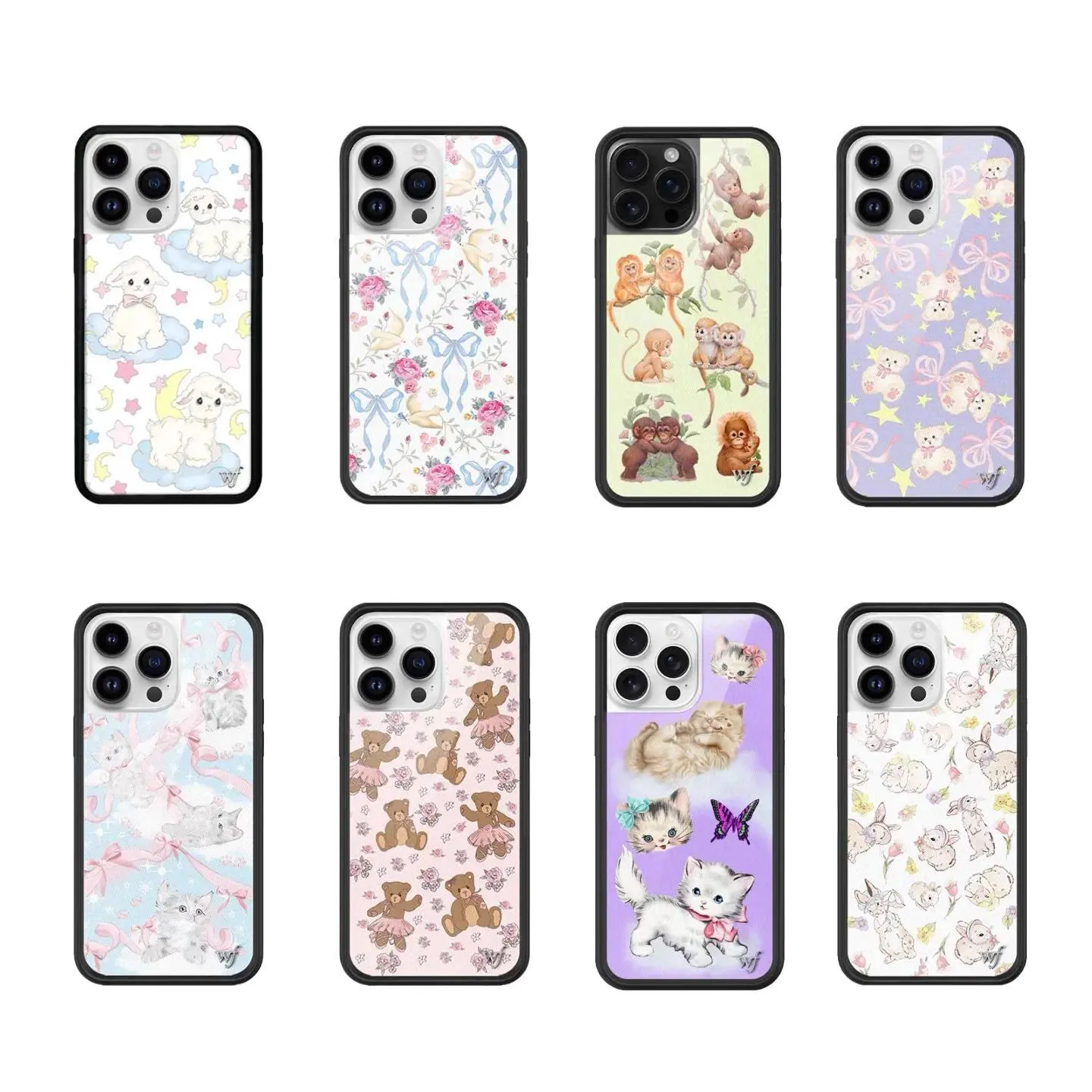 New Wildflower WF Cartoon Phone Case for iPhone 12-17, 12-17 Pro/Pro Max/Plus - Cute Cherry Bear, Monkey, Rabbit Design - Accessories for Smartphone, Cellphone, Handheld Devices