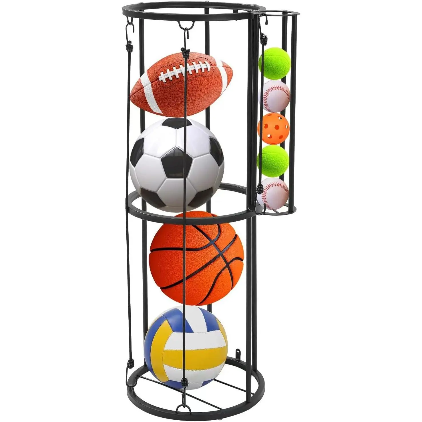 Garage Ball Storage Rack - Wall Mount Small Ball Garage - Vertical Ball Holder for Basketball, Soccer, Volleyball, Football - Space Saving Sports Organizer for Storage, Home, Basement, Outdoor