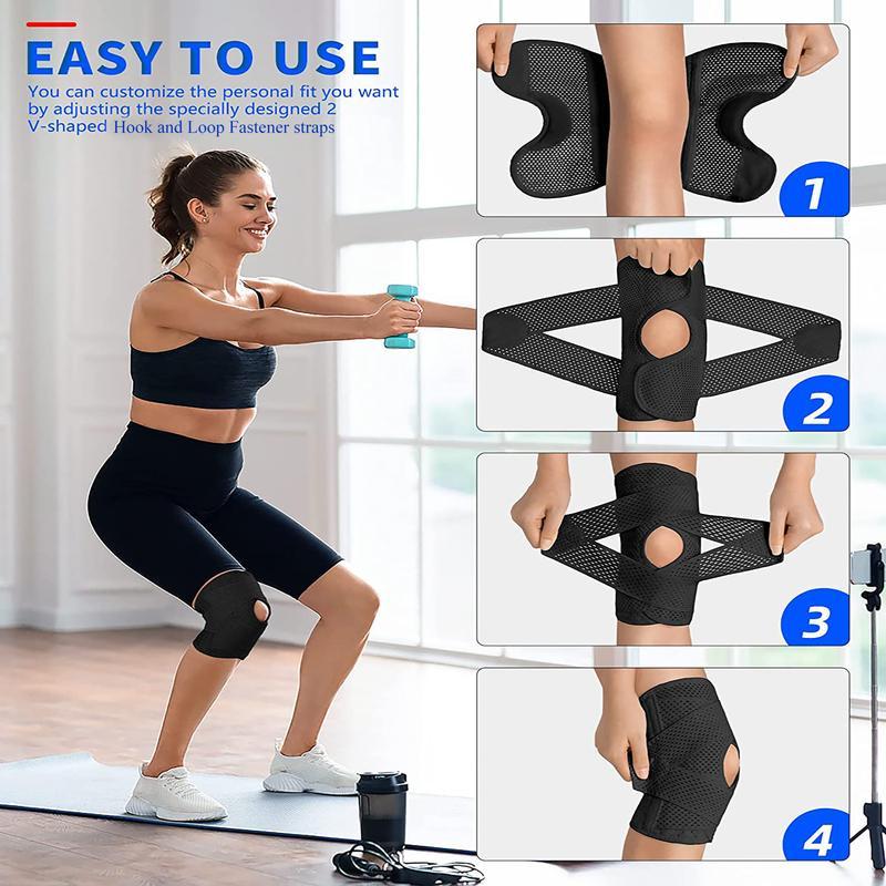 1pc Plus Size Knee Compression WrapBrace Breathable Adjustable With Side Stabilizers For Men And Women Comfortable Support Technology