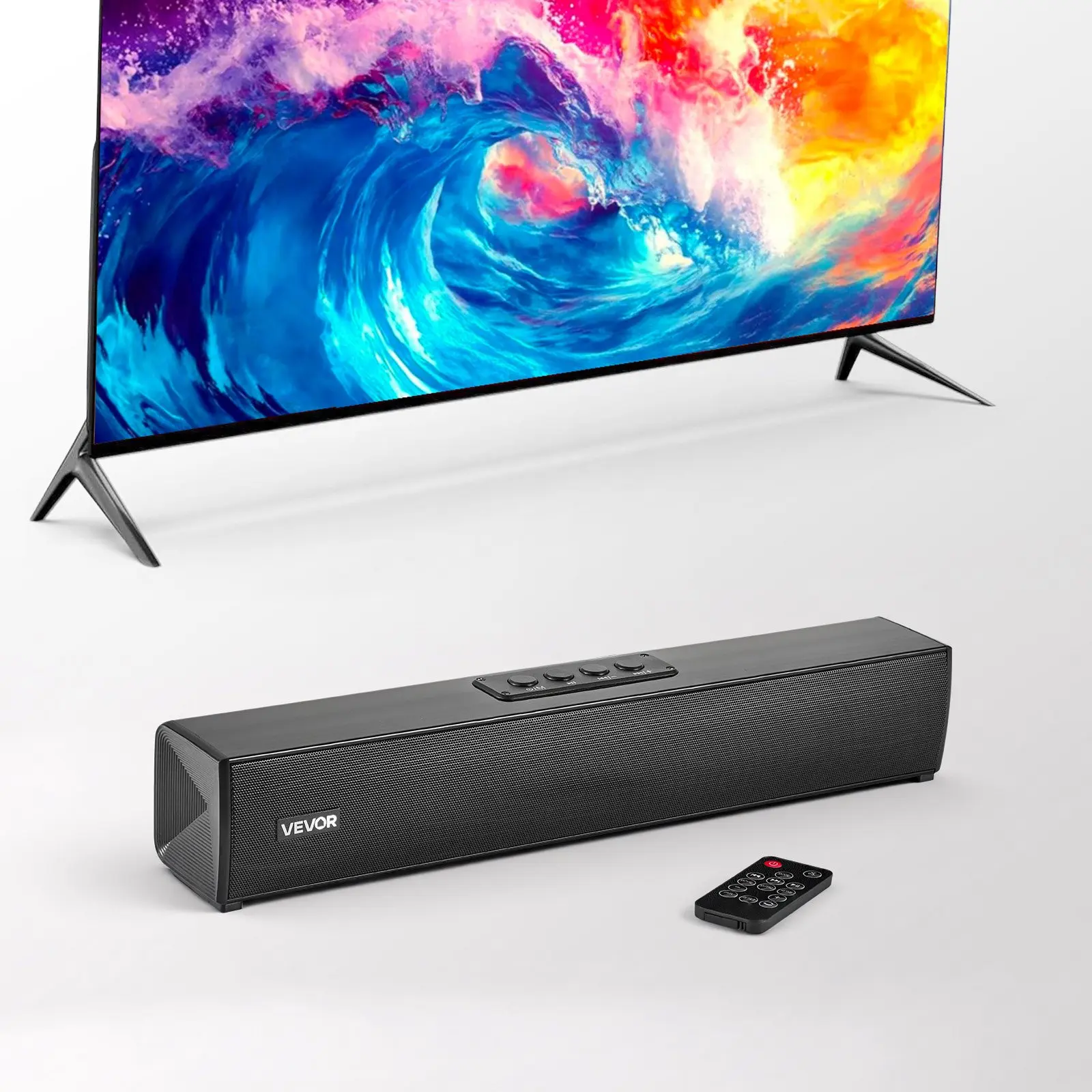 Sound Bar for Smart TV, 2.0 Channel, 17-Inch Compact Soundbar TV Speakers for Projector, Bluetooth AUX Connection, Remote Control, Easy Setup, 80W Surround Sound System for PC Home Theater Audio